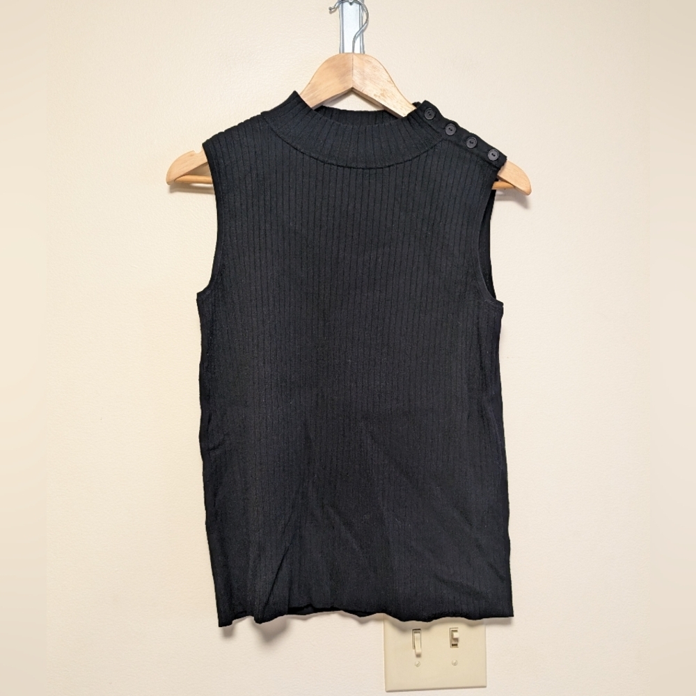 Talbots Ribbed Sleeveless Knit Top – Size M – Black